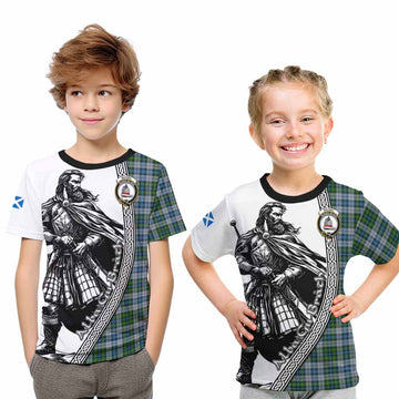 MacNeil (McNeil) Tartan Clan Crest Kid T-Shirt with Highlander Warrior Celtic Style