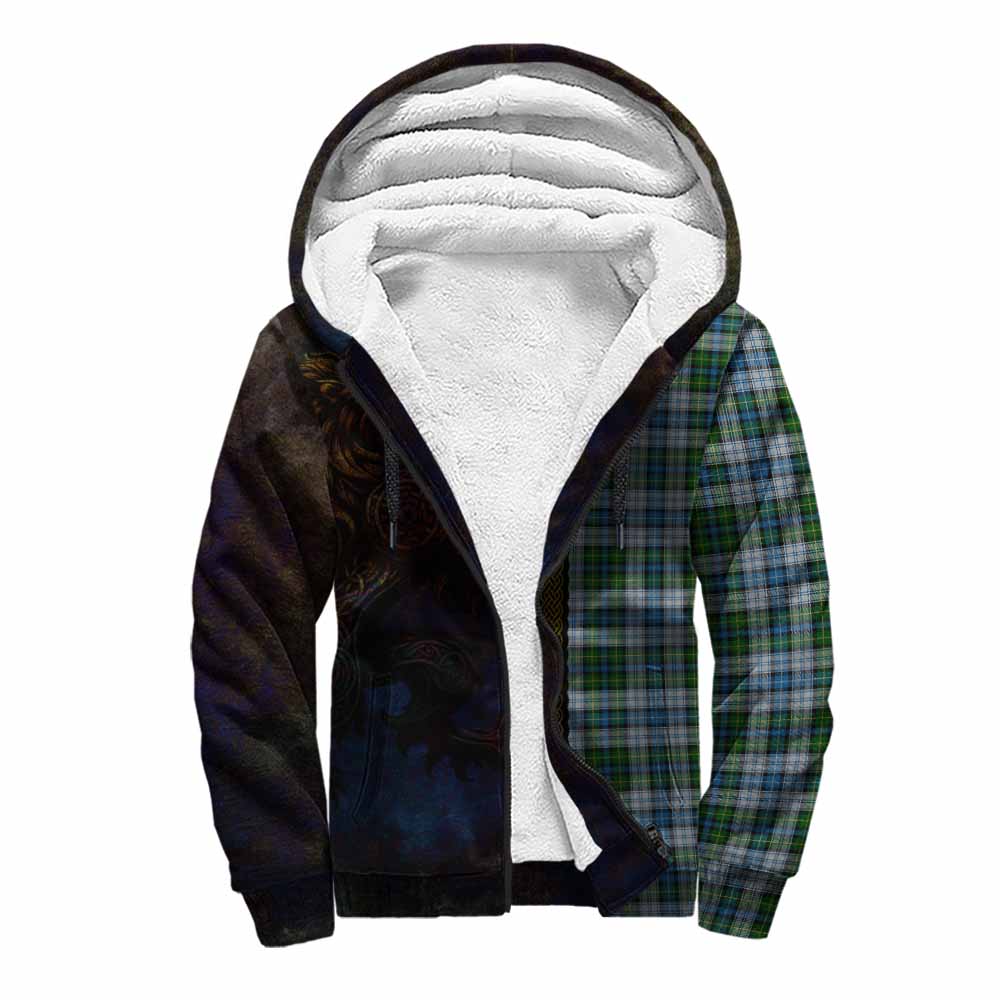 Tartan Vibes Clothing MacNeil (McNeil) Tartan Family Crest Sherpa Hoodie Alba Gu Brath Be Brave Lion Ancient Style