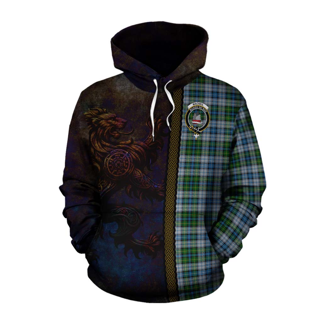 Tartan Vibes Clothing MacNeil (McNeil) Tartan Family Crest Cotton Hoodie Alba Gu Brath Be Brave Lion Ancient Style