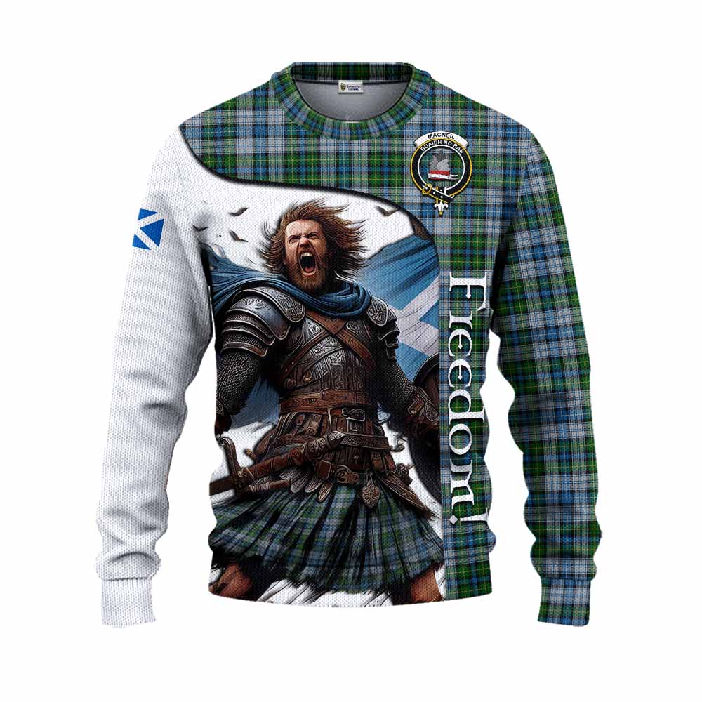 Tartan Vibes Clothing MacNeil (McNeil) Crest Tartan Knitted Sweater Inspired by the Freedom of Scottish Warrior