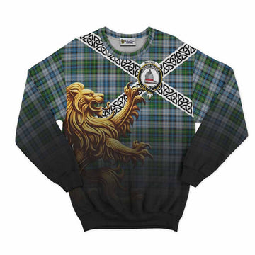 MacNeil (McNeil) Crest Tartan Sweatshirt with Golden Lion Emblem Celtic Style