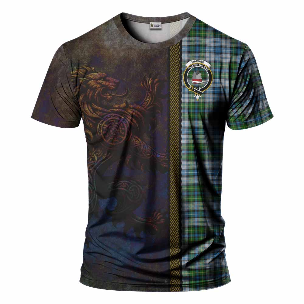 Tartan Vibes Clothing MacNeil (McNeil) Tartan Family Crest T-Shirt Alba Gu Brath Be Brave Lion Ancient Style