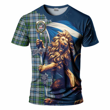 Tartan Vibes Clothing MacNeil (McNeil) Tartan Family Crest T-Shirt with Scottish Majestic Lion