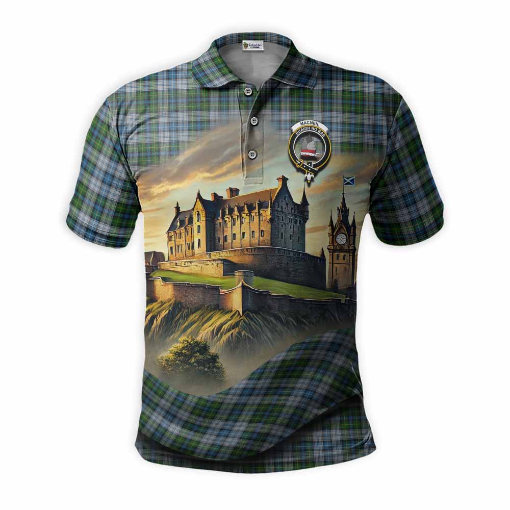 Tartan Vibes Clothing MacNeil (McNeil) Tartan Family Crest Polo Shirt with Scottish Ancient Castle Stype