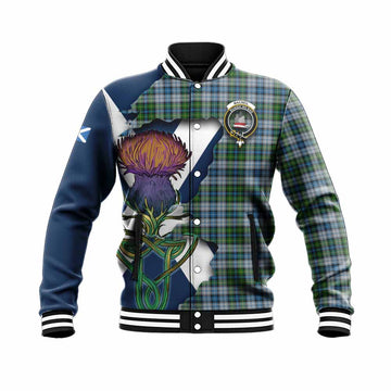 Tartan Vibes Clothing MacNeil (McNeil) Tartan Family Crest Baseball Jacket Scottish Thistle Celtic Inspired
