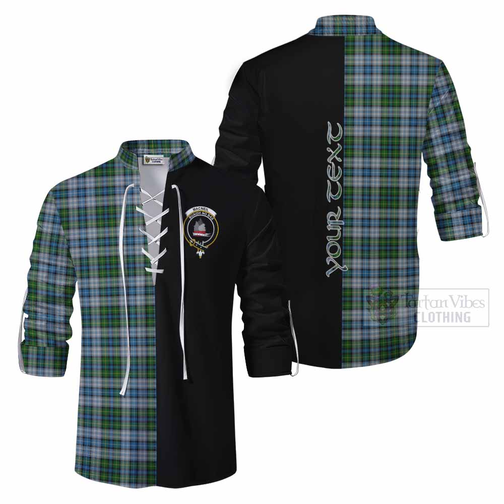 Tartan Vibes Clothing MacNeil (McNeil) Tartan Ghillie Kilt Shirt with Family Crest and Half Of Me Style