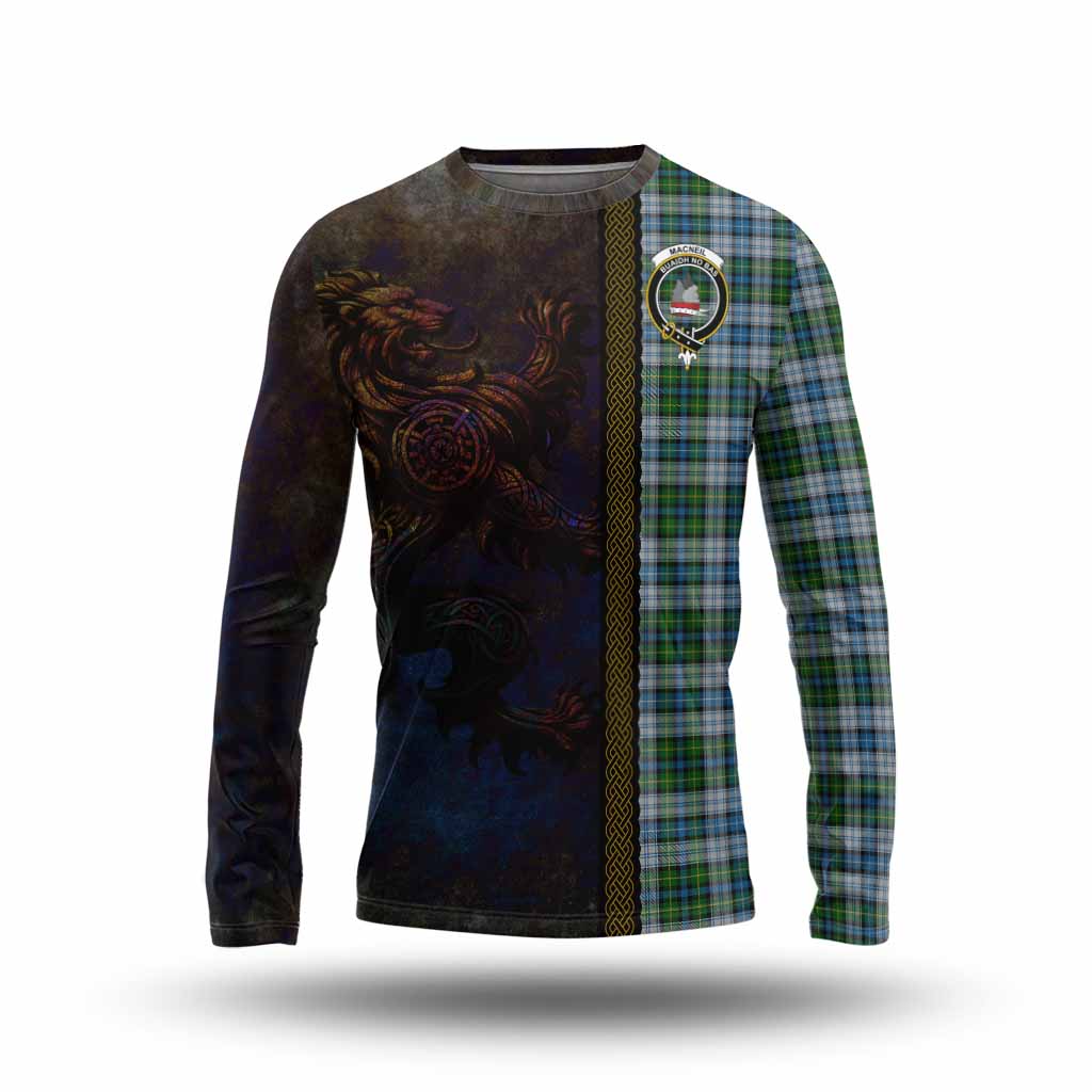 Tartan Vibes Clothing MacNeil (McNeil) Tartan Family Crest Long Sleeve T-Shirt Alba Gu Brath Be Brave Lion Ancient Style