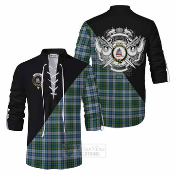 Tartan Vibes Clothing MacNeil (McNeil) Tartan Ghillie Kilt Shirt with Family Crest and Military Logo Style