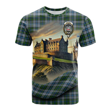 Tartan Vibes Clothing MacNeil (McNeil) Tartan Family Crest Cotton T-shirt with Scottish Ancient Castle Style