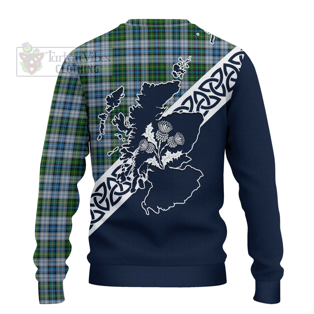 Tartan Vibes Clothing MacNeil (McNeil) Tartan Knitted Sweater Featuring Thistle and Scotland Map