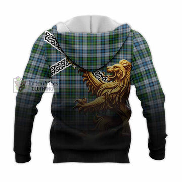 MacNeil (McNeil) Crest Tartan Knitted Hoodie with Golden Lion Emblem Celtic Style