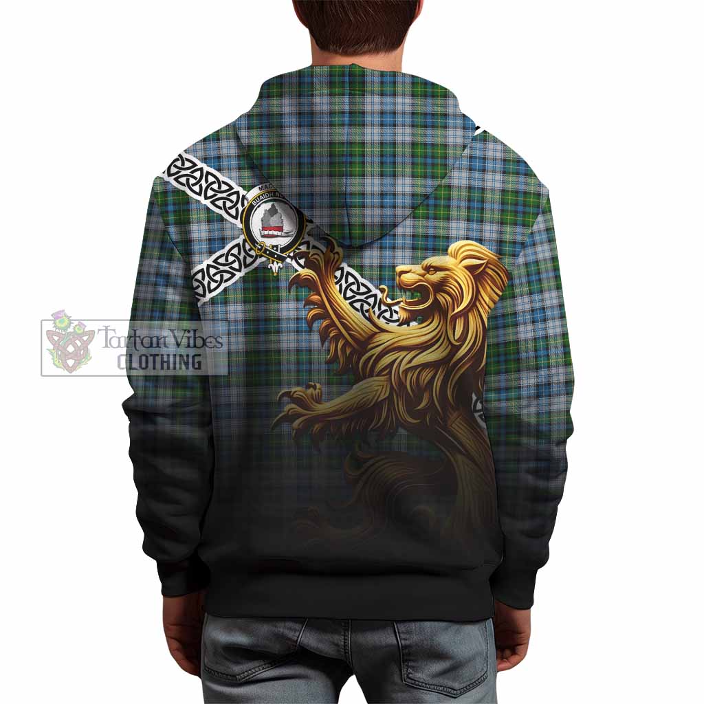 Tartan Vibes Clothing MacNeil (McNeil) Crest Tartan Hoodie with Golden Lion Emblem Celtic Style
