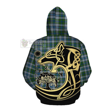 Tartan Vibes Clothing MacNeil (McNeil) Tartan Cotton Hoodie with Family Crest Celtic Wolf Style