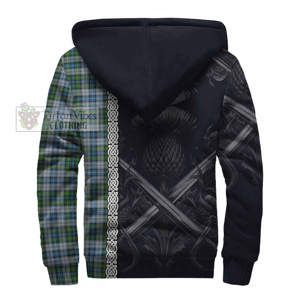 Tartan Vibes Clothing MacNeil (McNeil) Tartan Sherpa Hoodie with Family Crest Cross Sword Thistle Celtic Vibes
