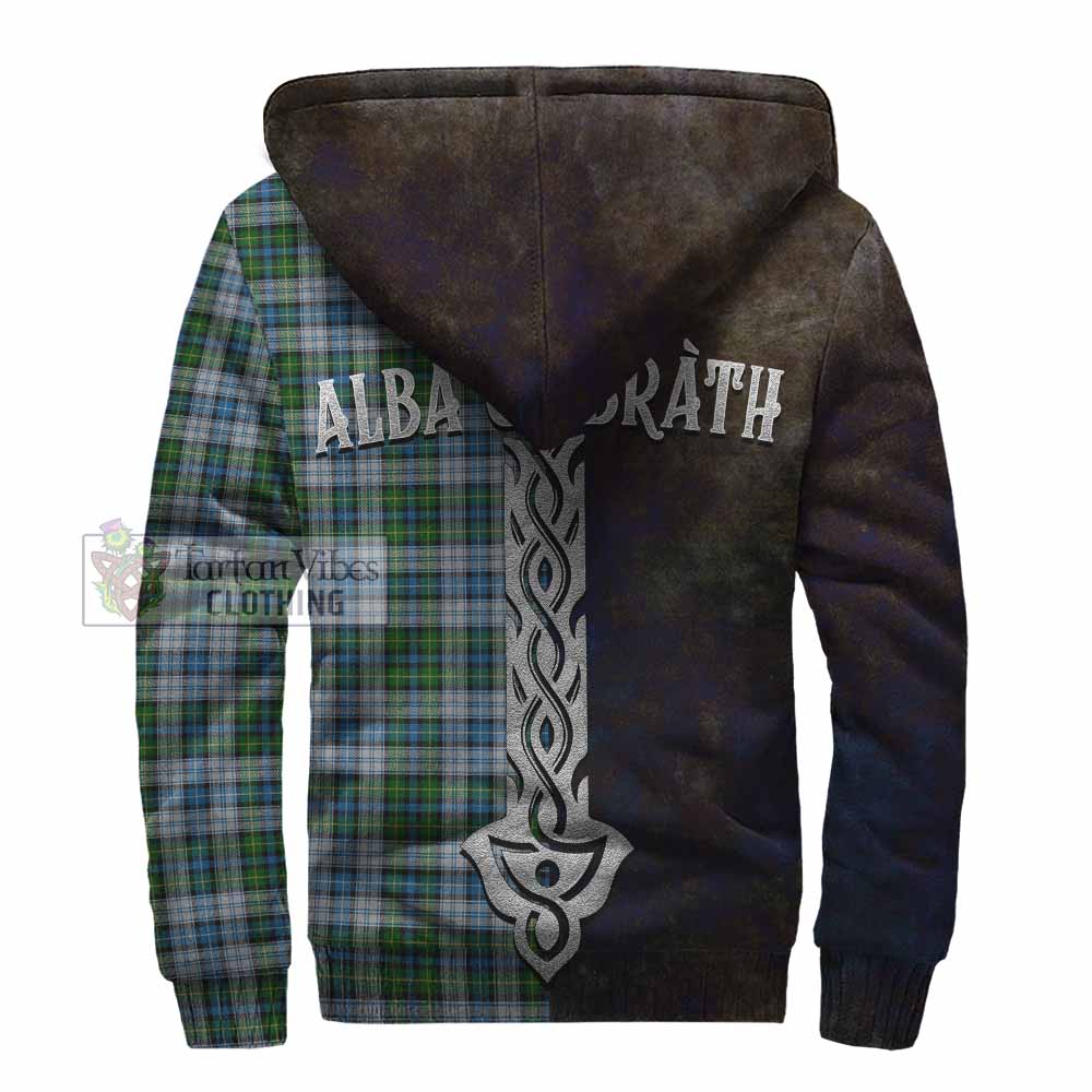 Tartan Vibes Clothing MacNeil (McNeil) Tartan Family Crest Sherpa Hoodie Alba Gu Brath Be Brave Lion Ancient Style
