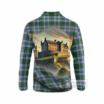 Tartan Vibes Clothing MacNeil (McNeil) Tartan Family Crest Long Sleeve Polo Shirt with Scottish Ancient Castle Style