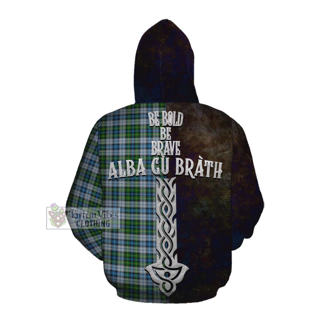 Tartan Vibes Clothing MacNeil (McNeil) Tartan Family Crest Cotton Hoodie Alba Gu Brath Be Brave Lion Ancient Style