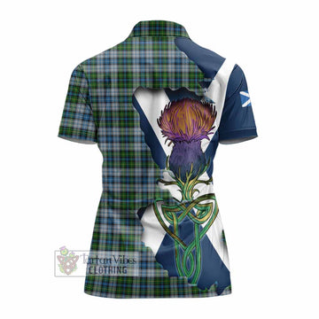MacNeil (McNeil) Tartan Family Crest Women's Polo Shirt Scottish Thistle Celtic Inspired