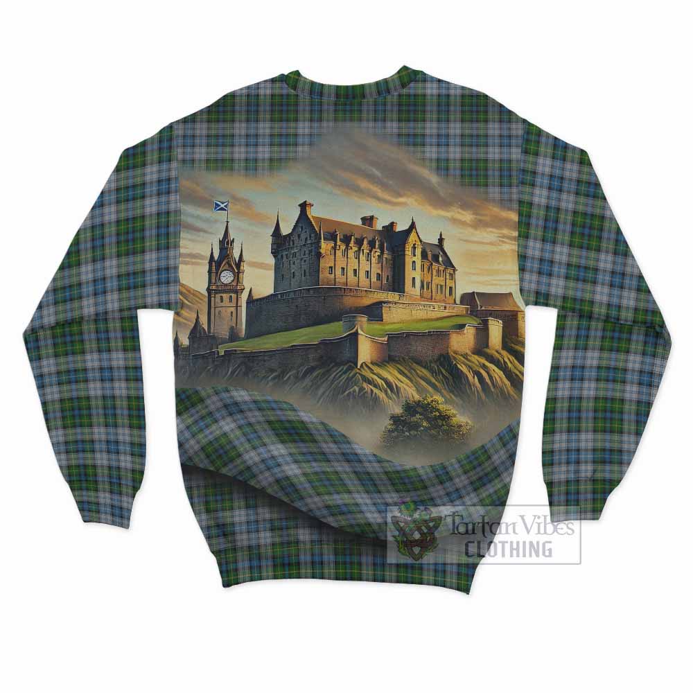 Tartan Vibes Clothing MacNeil (McNeil) Tartan Family Crest Sweatshirt with Scottish Ancient Castle Style