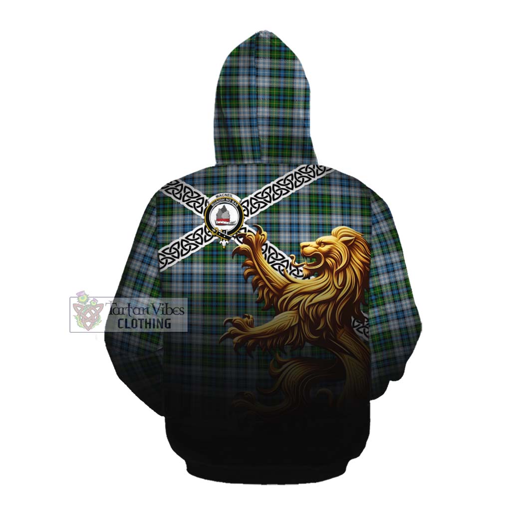 Tartan Vibes Clothing MacNeil (McNeil) Crest Tartan Cotton Hoodie with Golden Lion Emblem Celtic Style
