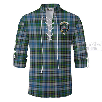 Tartan Vibes Clothing MacNeil (McNeil) Tartan Ghillie Kilt Shirt with Family Crest Celtic Skull Style