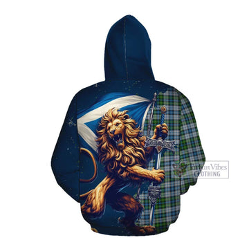 Tartan Vibes Clothing MacNeil (McNeil) Tartan Family Crest Cotton Hoodie with Scottish Majestic Lion