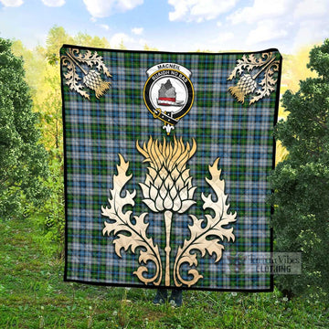 Tartan Vibes Clothing MacNeil (McNeil) Tartan Quilt with Family Crest and Golden Thistle Style