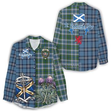 Tartan Vibes Clothing MacNeil (McNeil) Tartan Women's Casual Shirt Happy St. Andrew's Day Half Tartan Style