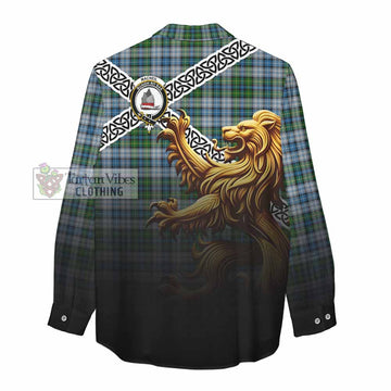 MacNeil (McNeil) Crest Tartan Women's Casual Shirt with Golden Lion Emblem Celtic Style