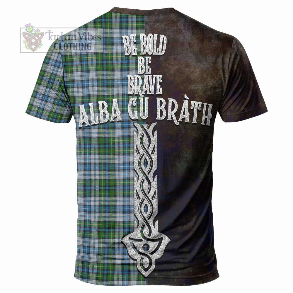 Tartan Vibes Clothing MacNeil (McNeil) Tartan Family Crest T-Shirt Alba Gu Brath Be Brave Lion Ancient Style