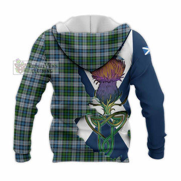 Tartan Vibes Clothing MacNeil (McNeil) Tartan Family Crest Knitted Hoodie Scottish Thistle Celtic Inspired