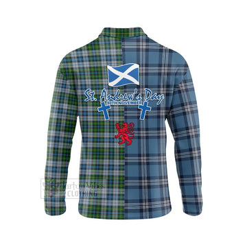 Tartan Vibes Clothing MacNeil (McNeil) Tartan Long Sleeve Polo Shirt Happy St. Andrew's Day Half Tartan Style