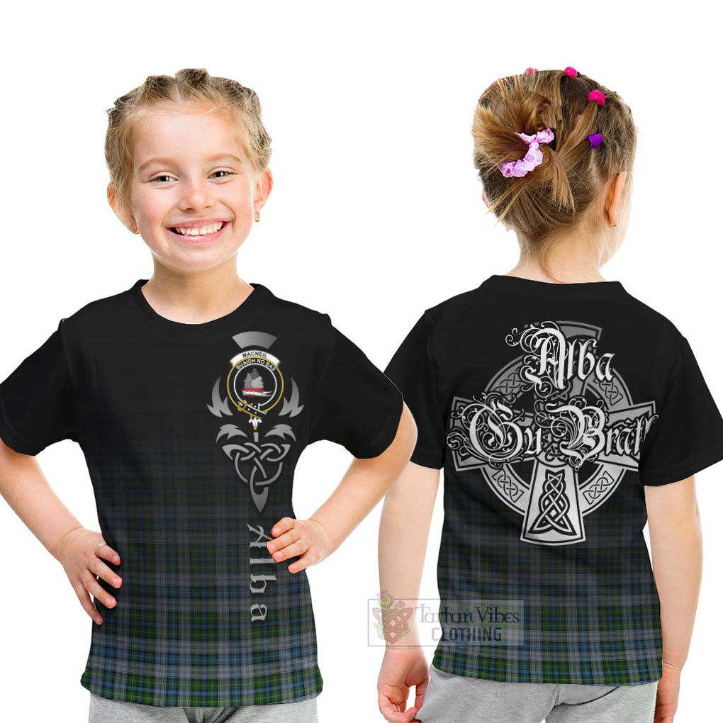 Tartan Vibes Clothing MacNeil (McNeil) Tartan Kid T-Shirt Featuring Alba Gu Brath Family Crest Celtic Inspired