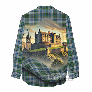 Tartan Vibes Clothing MacNeil (McNeil) Tartan Family Crest Women's Casual Shirt with Scottish Ancient Castle Style