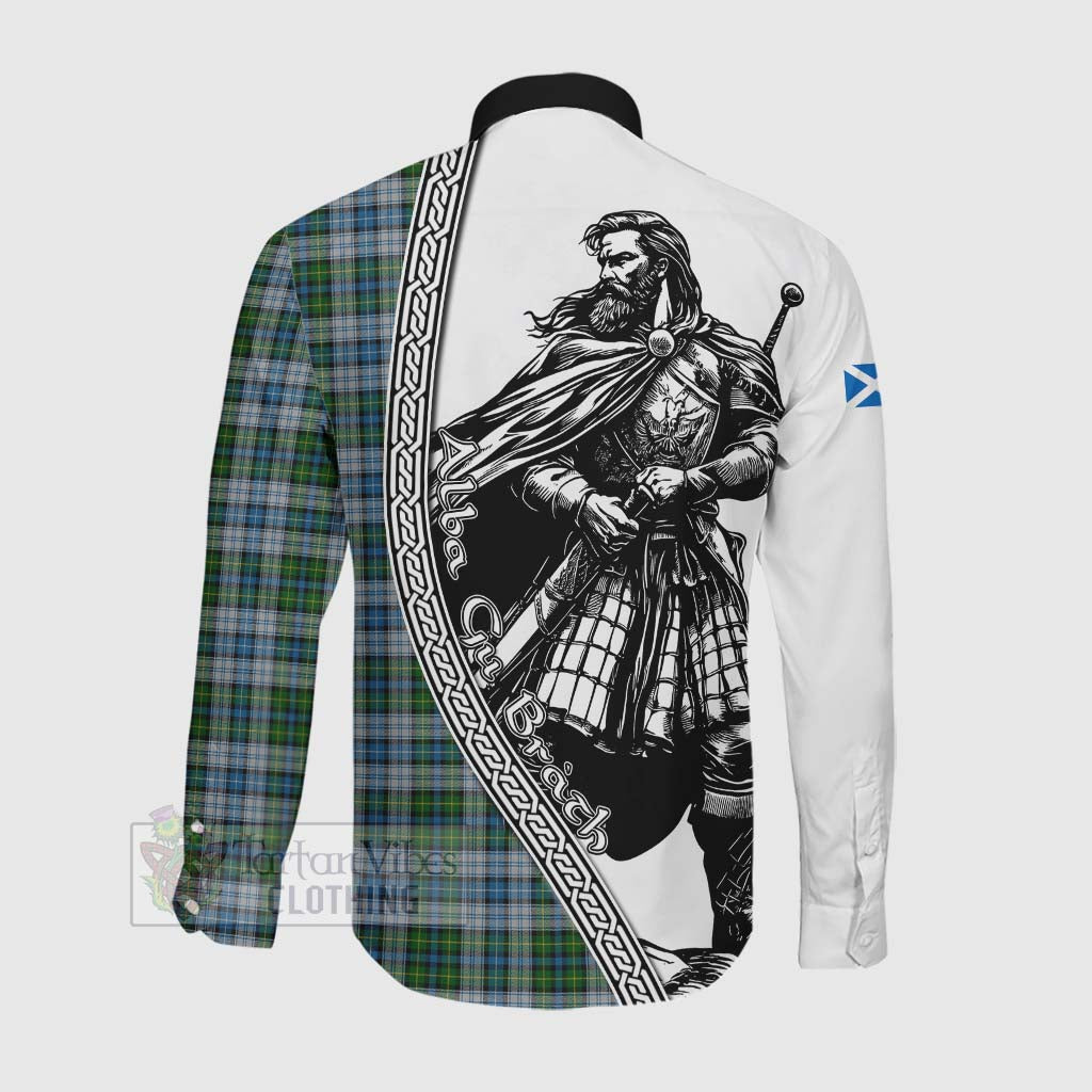 Tartan Vibes Clothing MacNeil (McNeil) Tartan Clan Crest Long Sleeve Button Shirt with Highlander Warrior Celtic Style