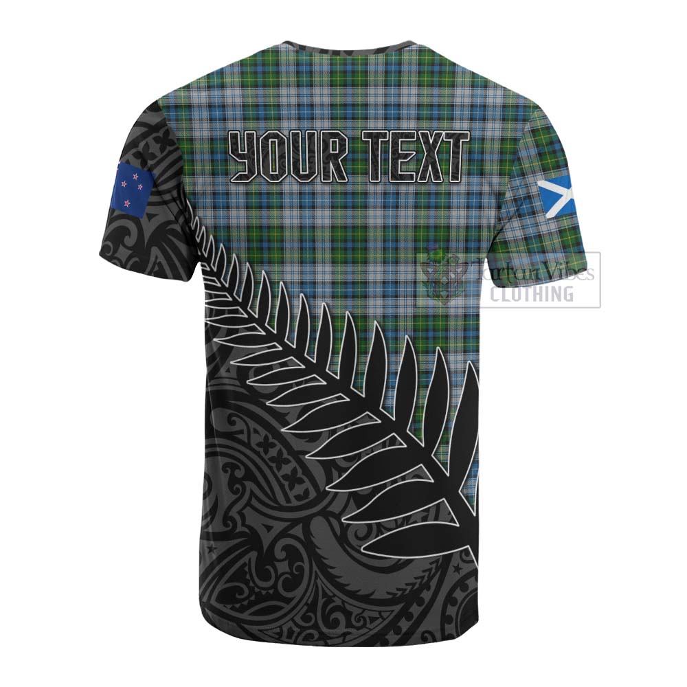 Tartan Vibes Clothing MacNeil (McNeil) Crest Tartan Cotton T-shirt with New Zealand Silver Fern Half Style