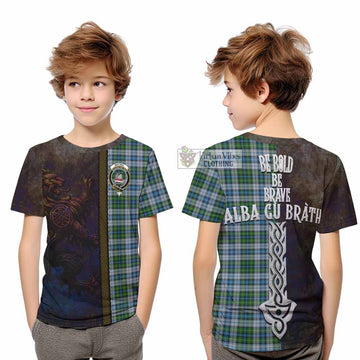 MacNeil (McNeil) Tartan Family Crest Kid T-Shirt Alba Gu Brath Be Brave Lion Ancient Style
