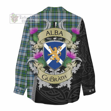 Tartan Vibes Clothing MacNeil (McNeil) Tartan Family Crest Women's Casual Shirt Lion Rampant Royal Thistle Shield Celtic Inspired