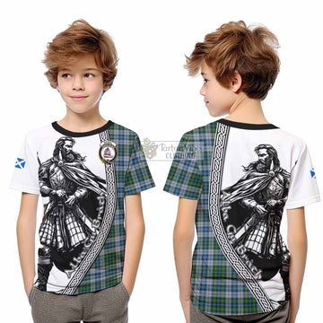 MacNeil (McNeil) Tartan Clan Crest Kid T-Shirt with Highlander Warrior Celtic Style