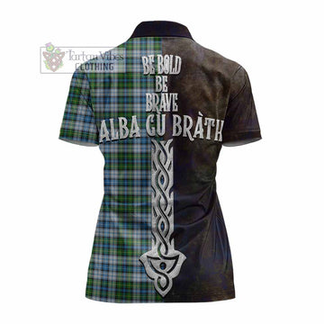 MacNeil (McNeil) Tartan Family Crest Women's Polo Shirt Alba Gu Brath Be Brave Lion Ancient Style