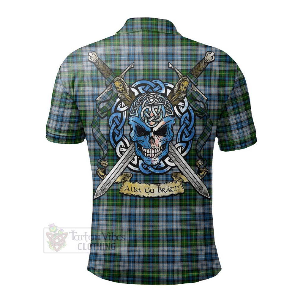 Tartan Vibes Clothing MacNeil (McNeil) Tartan Polo Shirt with Family Crest Celtic Skull Style