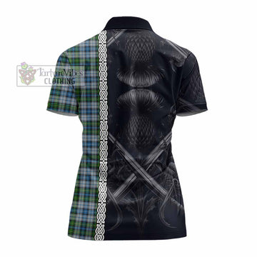 MacNeil (McNeil) Tartan Women's Polo Shirt with Family Crest Cross Sword Thistle Celtic Vibes
