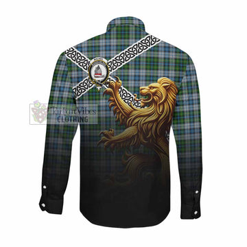 MacNeil (McNeil) Crest Tartan Long Sleeve Button Shirt with Golden Lion Emblem Celtic Style