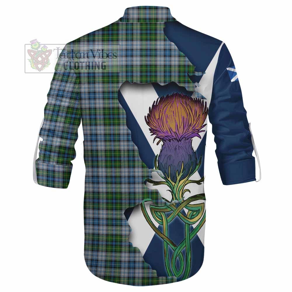 Tartan Vibes Clothing MacNeil (McNeil) Tartan Family Crest Ghillie Kilt Shirt Scottish Thistle Celtic Inspired