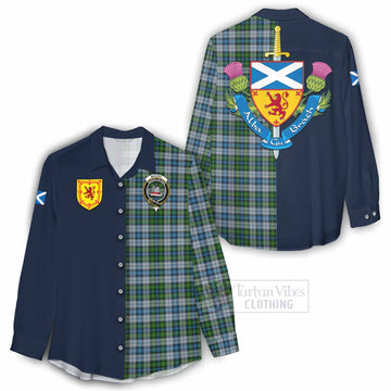 Tartan Vibes Clothing MacNeil (McNeil) Tartan Women's Casual Shirt Alba with Scottish Lion Royal Arm Half Style