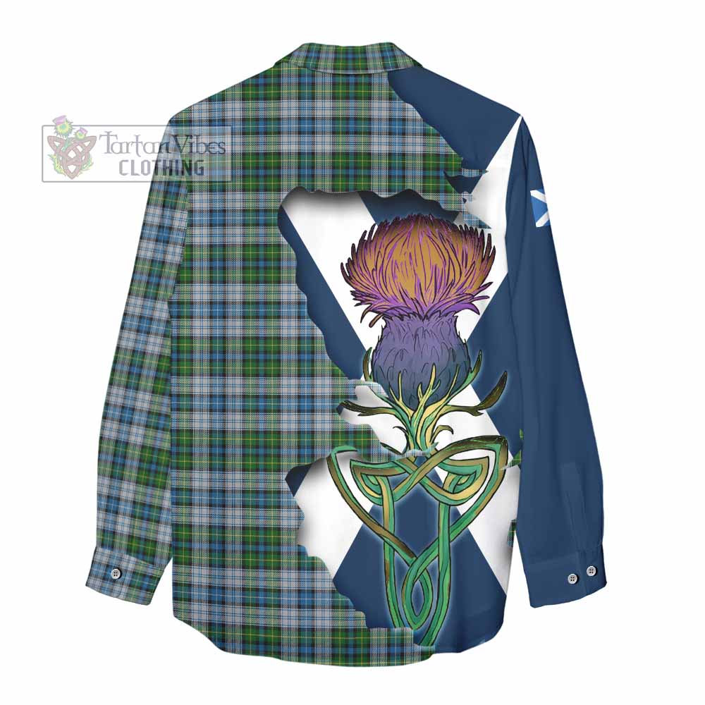 Tartan Vibes Clothing MacNeil (McNeil) Tartan Family Crest Women's Casual Shirt Scottish Thistle Celtic Inspired