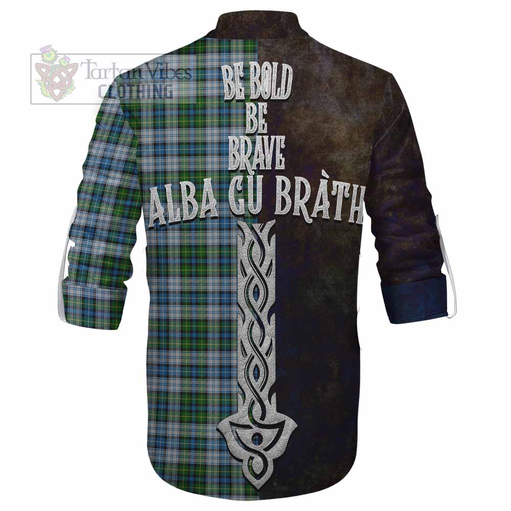 Tartan Vibes Clothing MacNeil (McNeil) Tartan Family Crest Ghillie Kilt Shirt Alba Gu Brath Be Brave Lion Ancient Style
