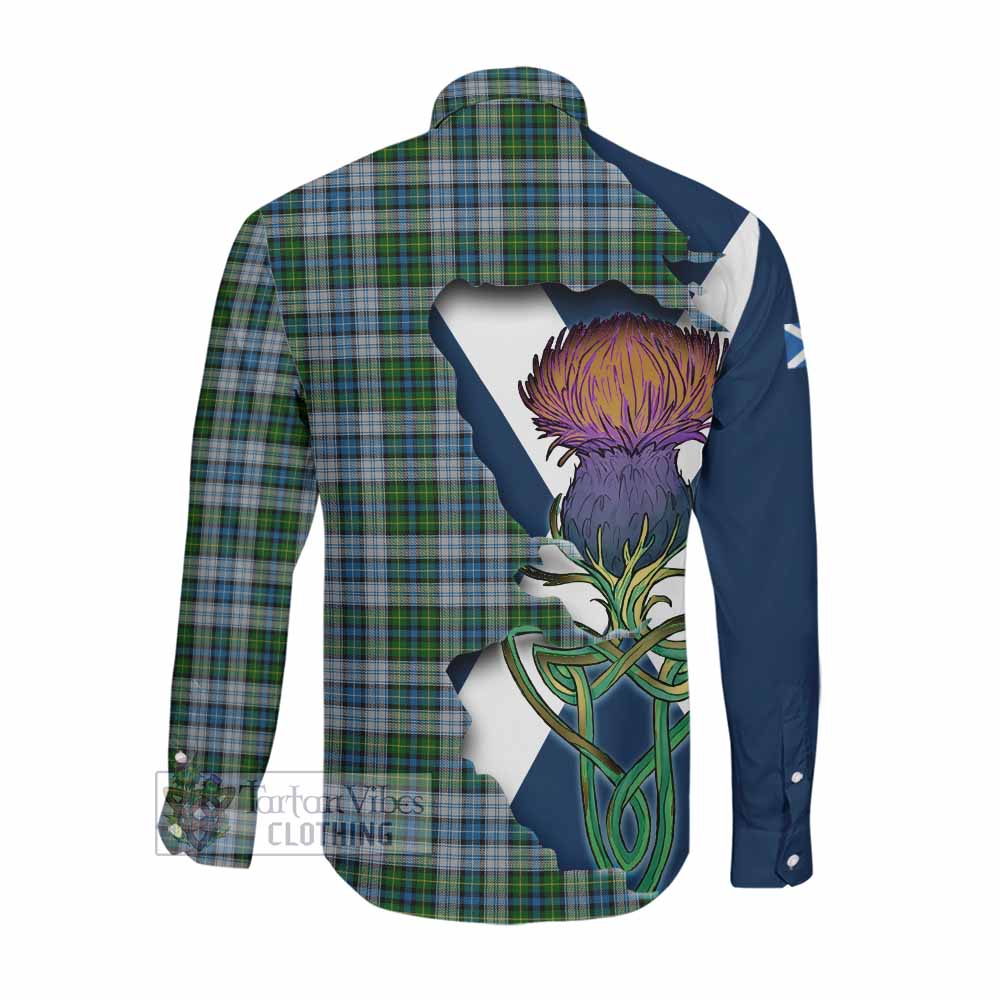Tartan Vibes Clothing MacNeil (McNeil) Tartan Family Crest Long Sleeve Button Shirt Scottish Thistle Celtic Inspired
