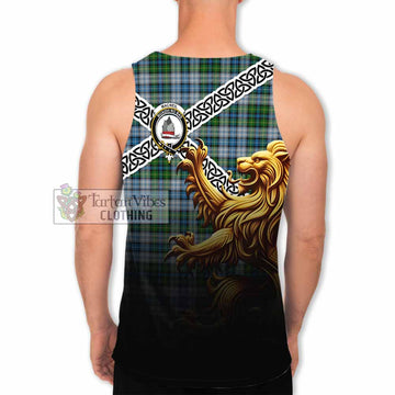 MacNeil (McNeil) Crest Tartan Men's Tank Top with Golden Lion Emblem Celtic Style