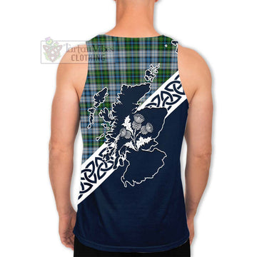 Tartan Vibes Clothing MacNeil (McNeil) Tartan Men's Tank Top Featuring Thistle and Scotland Map